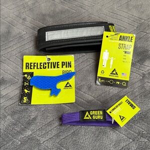 NWT Green Guru Reflective Set: Pin, Strap and Bracelet Made in USA Biking Run